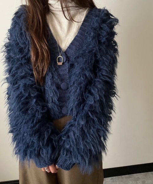 ドューザムール(deux amour) ループシャギーニットカーディガン