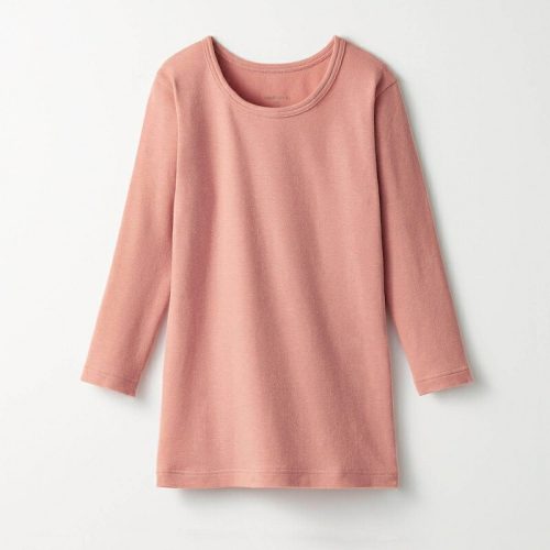 ベルメゾン 綿混あったかインナー クルーネック九分袖キッズ