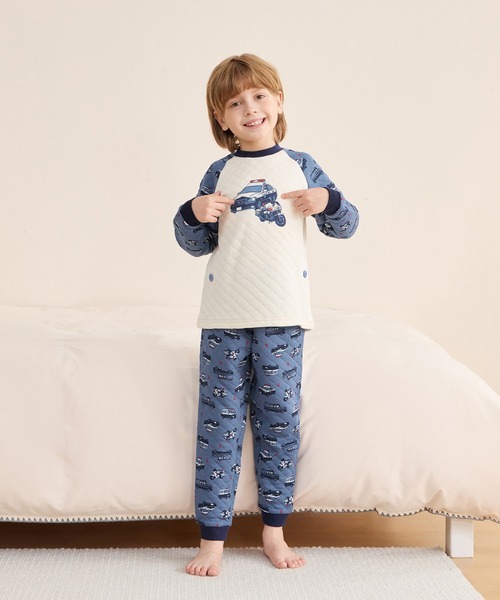 コンビミニ(combimini) おなか安心ボタン付きあったかキルト長袖パジャマ