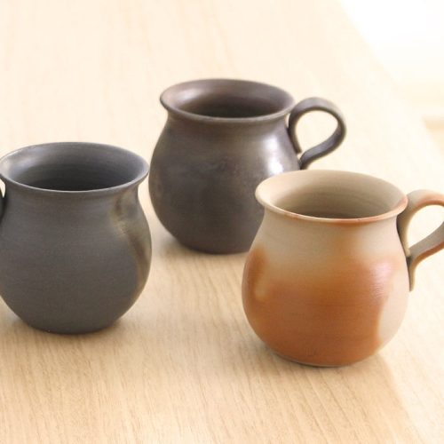 高木純 備前焼のコロンと丸いコーヒーカップ