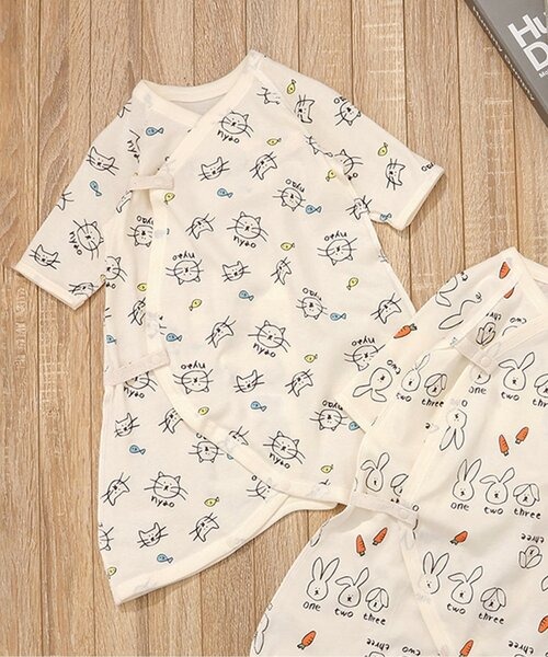 ブリーズ(BREEZE) ねこ・うさぎガーゼコンビ肌着