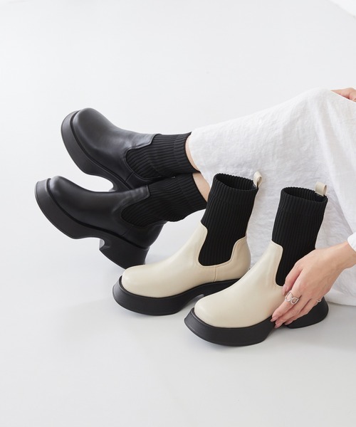 メヌエ(menue) 厚底 ソックスブーツ