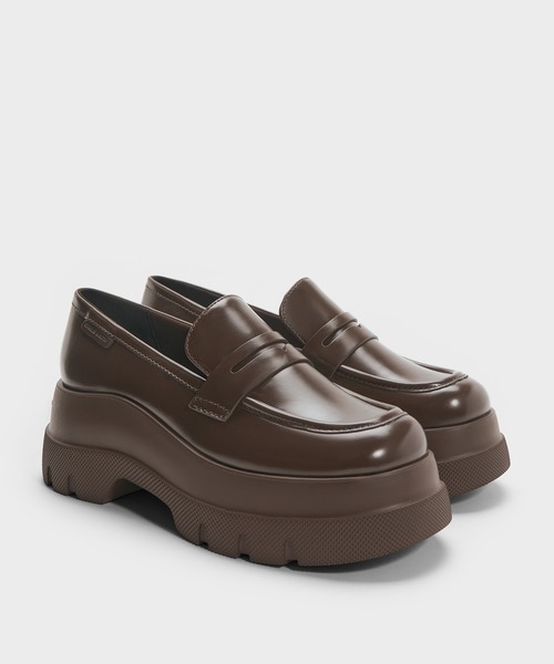 チャールズ & キース(CHARLES & KEITH) Leoi レオイ プラットフォーム ペニーローファー