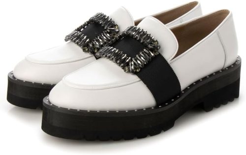 モードエジャコモ(Mode et Jacomo) 厚底ビジューバックルローファー