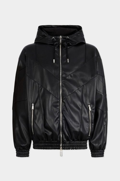 ディースクエアード(DSQUARED2) Faux Leather Zipped Hoodie