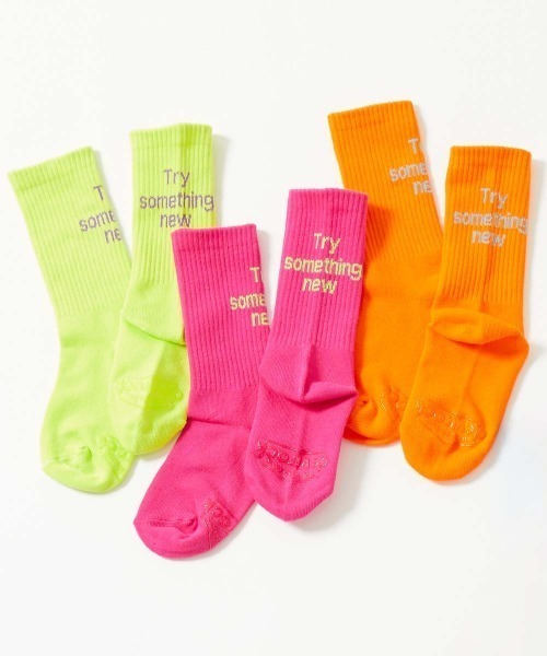 デビロック(devirock) 親子で使える 3足セット ネオンカラー ロゴソックス