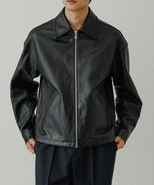 アダムエロペ(ADAM ET ROPE') ラムレザー ジップアップ ブルゾン