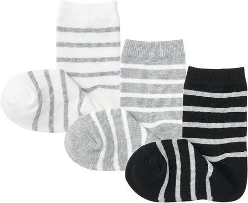 無印良品 キッズ 足なり直角 靴下 柄・3足組