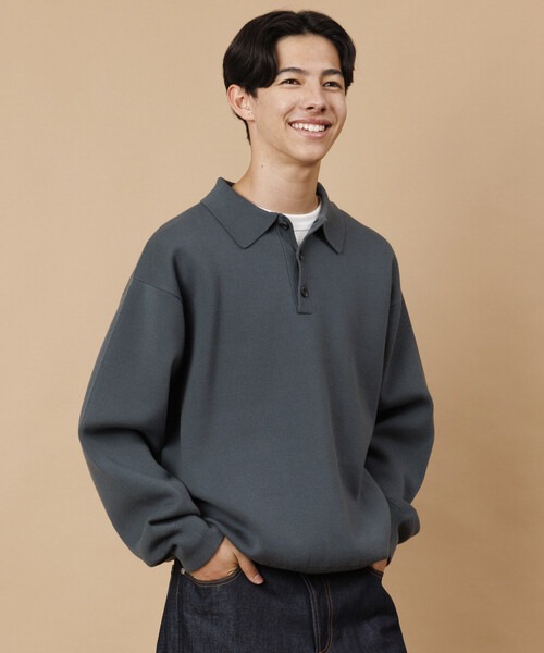 フリークスストア(FREAK'S STORE) スウェットライク ポロカラーニット