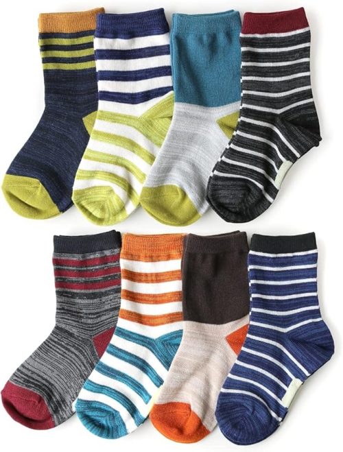 box408 靴下 キッズ 男の子 ヒキソロエMIXカラー クルー丈 ソックス 8足セット