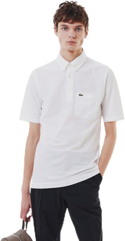 ラコステ(LACOSTE) 鹿の子地切り替え同色ストライプボタンダウンポロシャツ