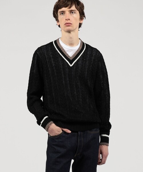 トゥモローランド(TOMORROWLAND) プレミアムリネン チルデンプルオーバーニット