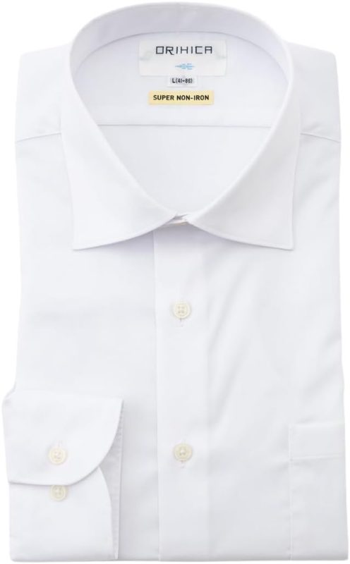 オリヒカ(ORIHICA) スーパーノンアイロンシャツ ワイドカラー 織柄