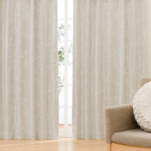 ニトリ(NITORI) 遮光･遮熱ドレープカーテン シマエナガ柄DH136 2114100020146