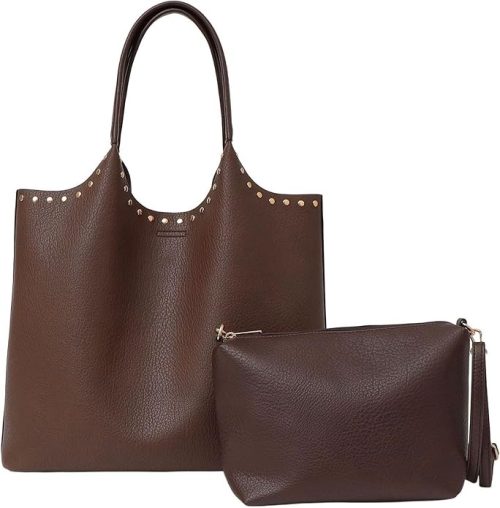 シップスエニィ(SHIPS any) ポーチ付き スタッズ A4 トート バッグ