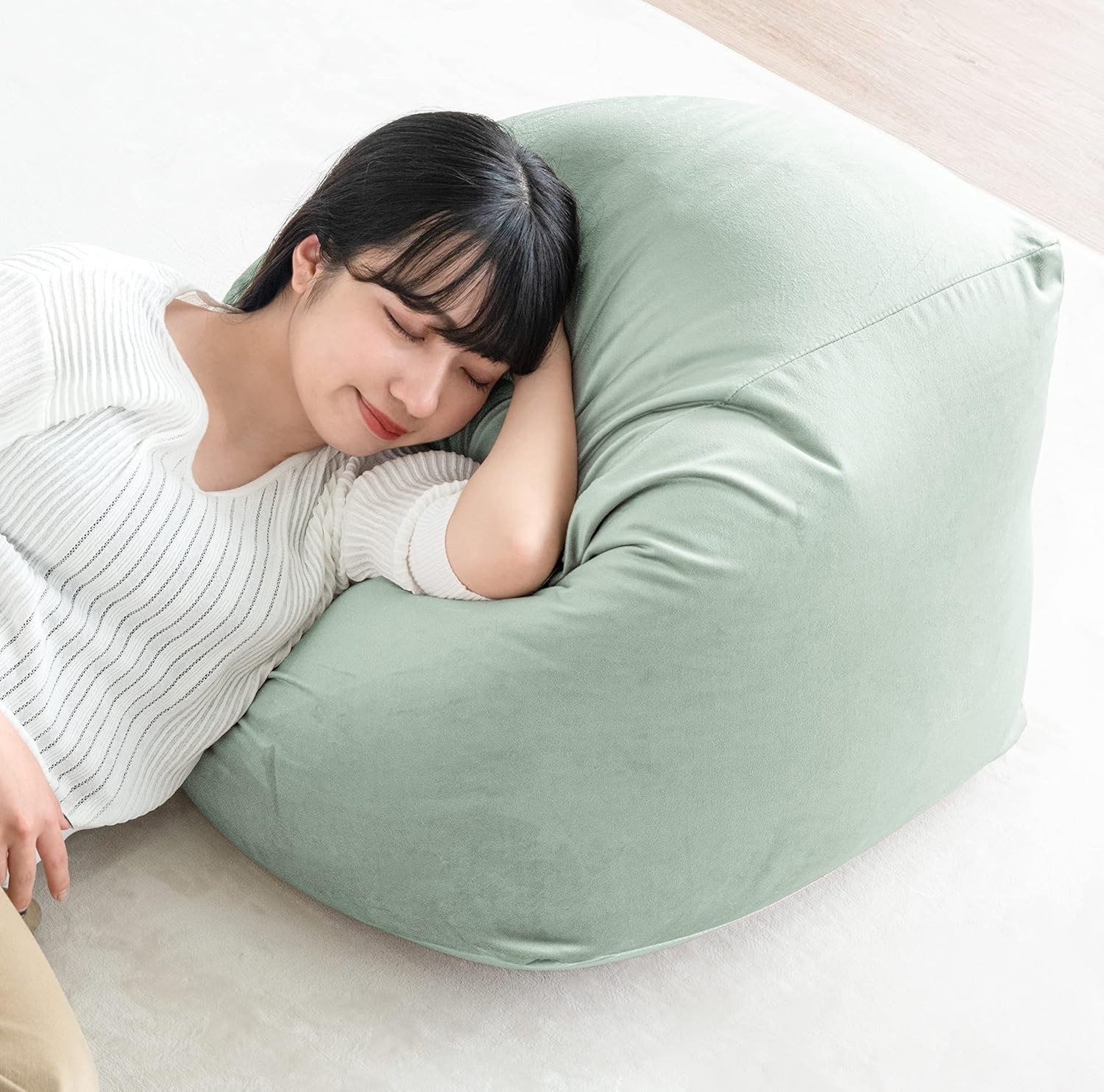 yoitobo ビーズクッション 緑　新品カバー付 ビーズクッションU字 専用洗い替えカバー ブルー:アイリスオーヤマ公式