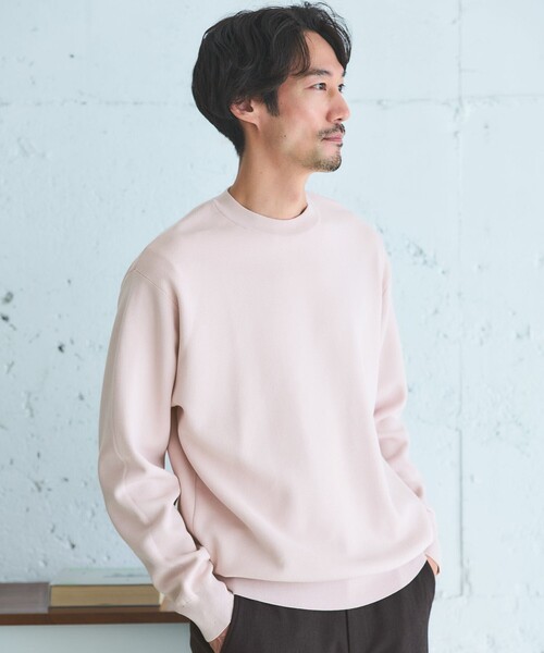 ユナイテッドアローズ グリーンレーベルリラクシング(UNITED ARROWS green label relaxing) コットン シルク ミラノリブ クルーネック ニット