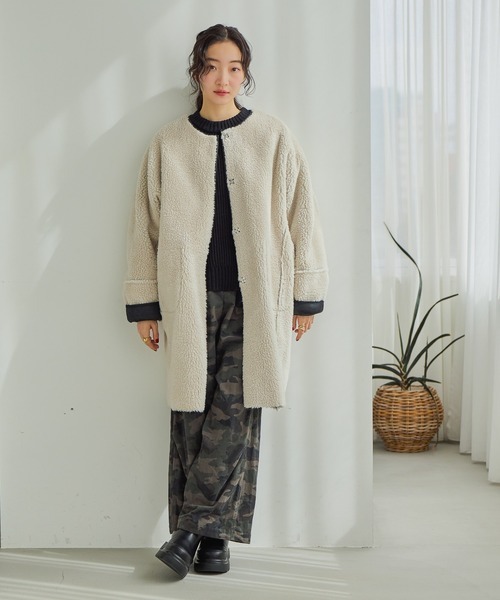 ニコアンド(niko and...) リバーシブルフェイクムートンコート