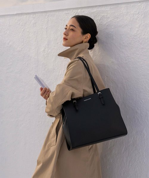 チャールズアンドキース(CHARLES & KEITH) Sansa サンサ クラシックダブルハンドルトートバッグ