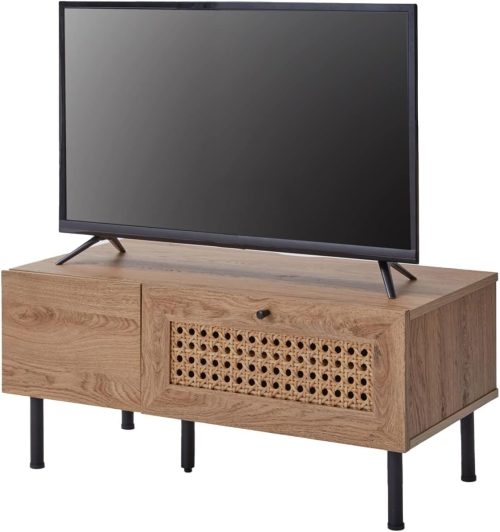 ロウヤ(LOWYA) 木製テレビボード ラタン調 コード穴 脚付き