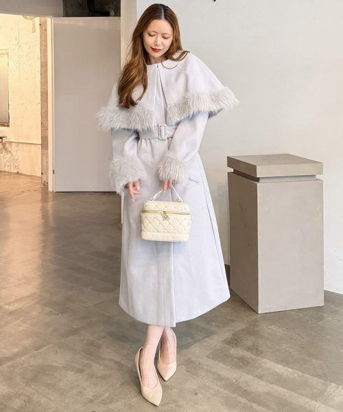 ロイヤルパーティ(ROYAL PARTY)ケープ付2wayロングノーカラーコート