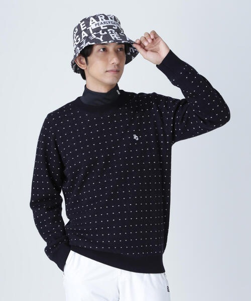 パーリーゲイツ(PEARLY GATES) 14Gダブルジャガードカシミヤ混クルーネックニットプルオーバー