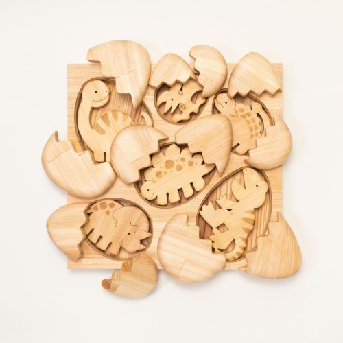 山のくじら舎 木のおもちゃ かくれんぼパズル きょうりゅう