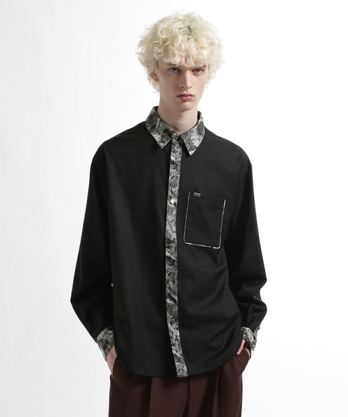 ハレ(HARE) シルバーボタンクレリックシャツ