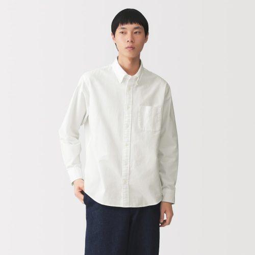 無印良品 紳士 洗いざらしオックスボタンダウン長袖シャツ
