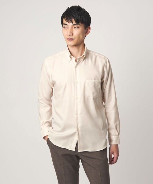 ユナイテッドアローズ グリーンレーベルリラクシング(UNITED ARROWS green label relaxing) エブリット コットンオックス ソリッド スナップ ボタンダウン シャツ イージーアイロン