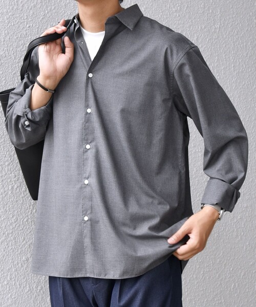 シップスエニィ(SHIPS any) LIM BLESS ソリッド/ストライプ レギュラーカラー シャツ