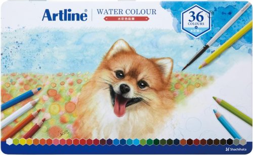 シヤチハタ(Shachihata) Artline 水彩色鉛筆 36色 水彩筆付き KCP-W36C/H