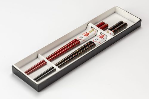 小林漆器 津軽塗 夫婦箸 唐塗 呂/茜