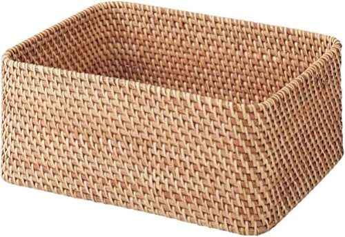 無印良品 重なるラタン長方形ボックス・中 47381306