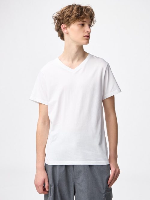 ジーユー(GU) コットンカラーVネックT