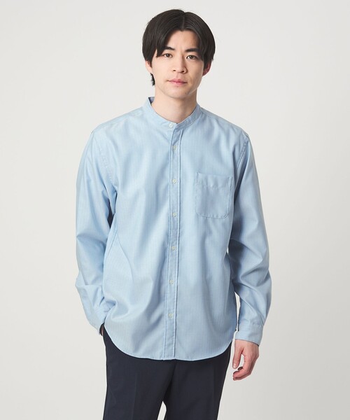 ユナイテッドアローズ グリーンレーベルリラクシング(UNITED ARROWS green label relaxing) W/R オックスフォード バンドカラー 長袖 シャツ