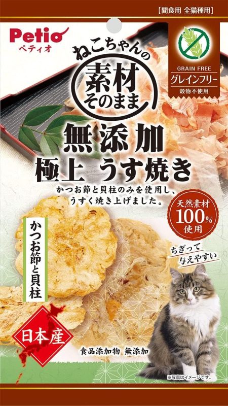 ペティオ(Petio) 素材そのまま ねこちゃんの 無添加極上うす焼き かつお節と貝柱 3g W13796