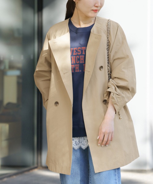 ジャーナルスタンダー ドレリューム(JOURNAL STANDARD relume) 洗濯機洗い可 ノーカラートレンチコート