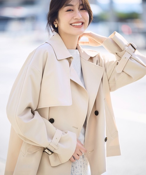 ロペピクニック(ROPE’ PICNIC) ショート丈トレンチコート 撥水 花粉ガード