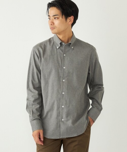 シップス カラーズ(SHIPS Colors) ボタンダウン ソリッド ネルシャツ