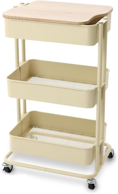 アイリスオーヤマ(IRIS OHYAMA) キッチンワゴン 木製天板付き T-KW-L002