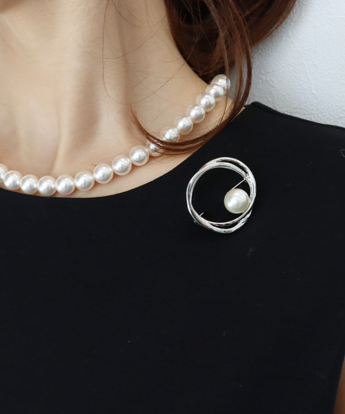 スリーフォータイム(Three Four Time) メタルサークルパールブローチ 入卒 フォーマル デイリー