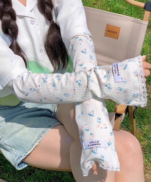 シーユーエル(c.u.l) 小花柄 レース 日よけ アームカバー アームウォーマー