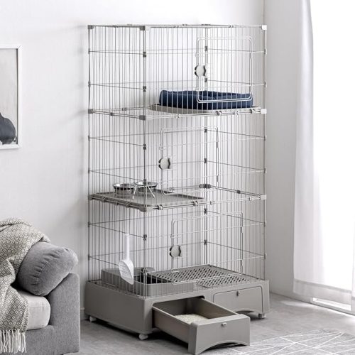 タンスのゲン トイレ付き キャットケージ 3段 52800019