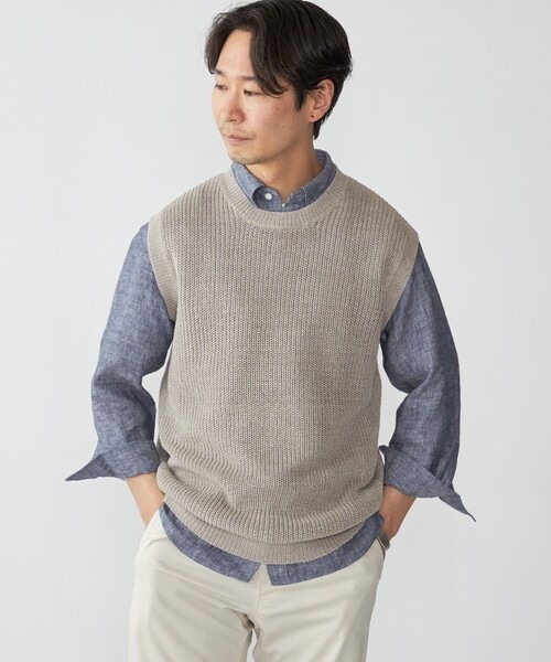 シップス(SHIPS) サンフェード リネン ニット ベスト