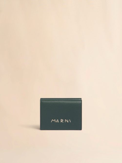 マルニ(MARINI) レザー製三つ折りウォレット マルニメンディング刺繍入り