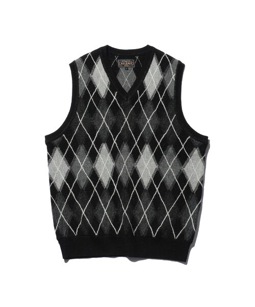 ームスプラス(BEAMS PLUS) Knit Vest Intarsia Argyle Pattern Alpaca