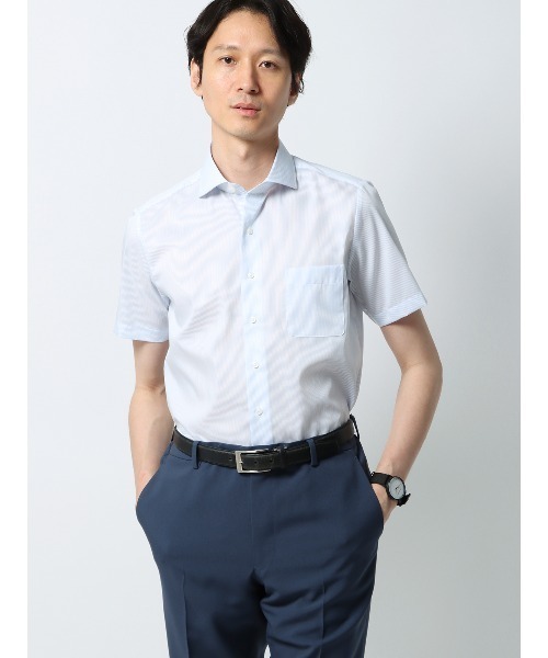 スーツスクエア(SUIT SQUARE) ワイシャツ ノンアイロンストレッチ COOL MAX ホリゾンタルカラー BASIC ドレスシャツ
