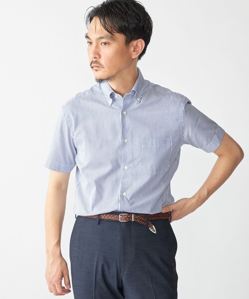 シップス(SHIPS) ショート スリーブ パナマ ロンドンストライプ シャツ