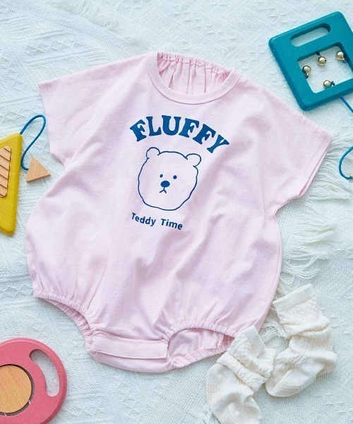 デビロック(devirock) 綿100% デビラボ プリント半袖ゆったりロンパース